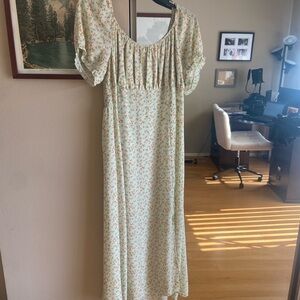 Floral Light Green Maxi Dress - 2X